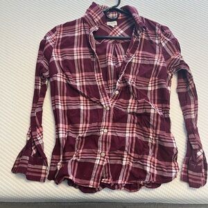 J. Crew Maroon and Pink Plaid Shirt